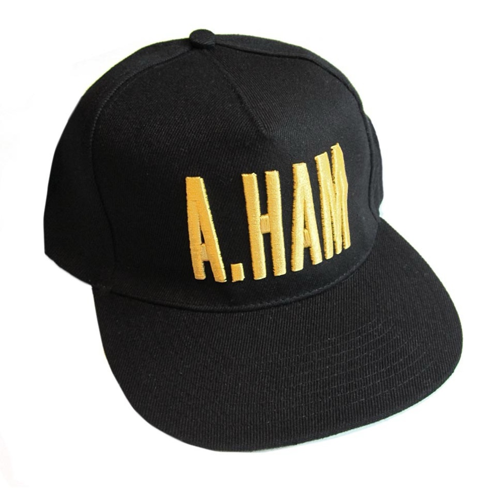 A. Ham Hamilton Black and Gold Embroidered Baseball Cap